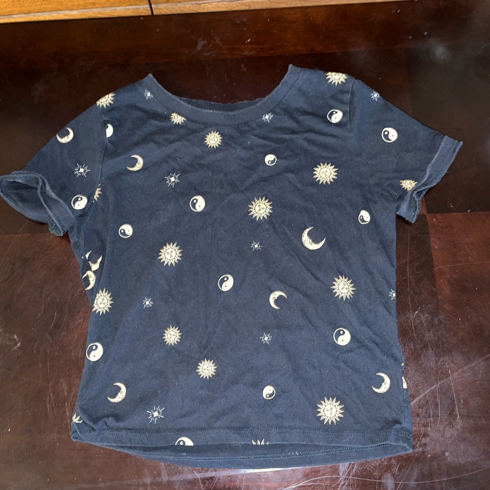No Boundaries Black Tee with Celestial Design